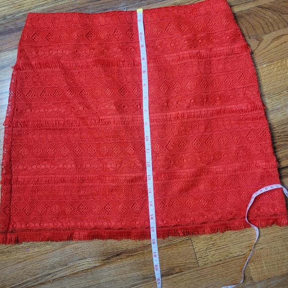 NWT J Crew Embroidered Skirt Orange/red Size 6 Fringe Lace - Picture 8 of 8